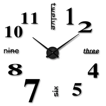 Mare 50CM DIY lipirea ceas de perete scrisoare engleză număr de Acril Oglindă 3D clock-ceas de Birou Acasă Decor sticker ceas picătură navă