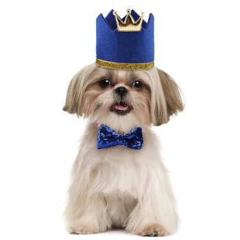 2 buc/set Câini de Companie Capace Cu Bowknot Pisică Câine Ziua Costum cu Paiete, Design Pălării Capac Pălărie Petrecere de Craciun Animale de companie Accesorii