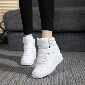 Casual Mare Sus Pantofi coreean Invizibil Crescut Pană Călcâi de Agrement Adidasi Femei Dantela-up Pantofi Platforma