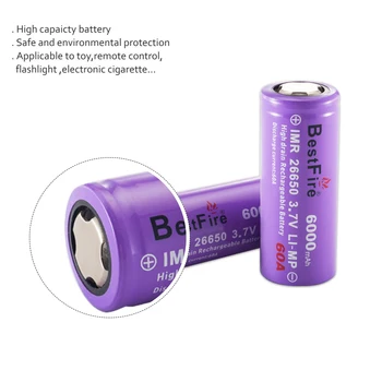 26650 bateria 3.7 V li-ion 6000 mAh60A bateria recargable para e cigarrillo linterna CONDUS antorcha luz 2 unids/lote lanterna baterie