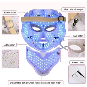 7 Culori de Lumină LED-uri Masca Faciala Cu Gât de Întinerire a Pielii de Îngrijire a Feței Tratament de Frumusete Anti-Acnee de Lumină LED Terapia de Albire a Pielii