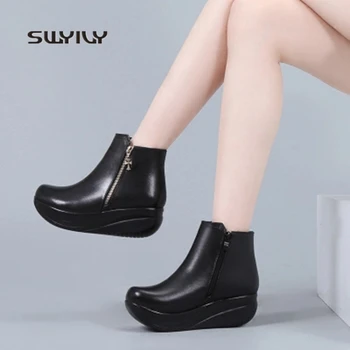 SWYIVY Femei Tonifiere Pantofi Cald Iarna Mare Size43 Adidasi Femei 2018 Nou Plus Catifea Inaltime Creștere Femei Leagăn Pantofi