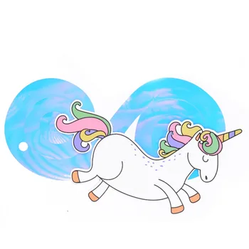 Set de 12 Fata Curcubeu Unicorn Irizate Folie de panza de Paianjen Deluxe Decupaje Desene animate Agățat de Ziua Copilului Duș Petrecere de Nunta Consumabile
