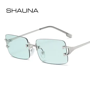SHAUNA Moda fără ramă ochelari de Soare pentru Femei Brand Designer Clar Oameni Verzi Nuante Colorate UV400