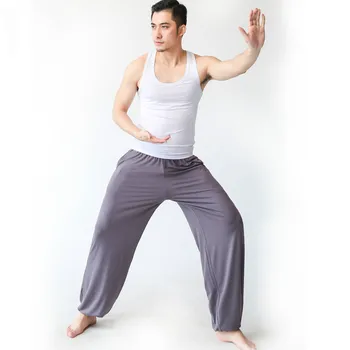 Kung Fu Pantaloni Talie Elastic Modal Yoga Pantaloni Barbati Cu Buzunare Largi Tai Chi Pantaloni Largi Yoga Pantaloni Harem Sport marțiale pant