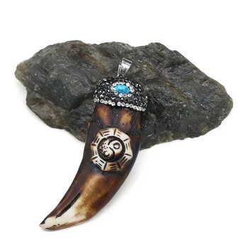 Noua piatra naturala pandantiv în formă de horn fațete pandantiv colier pentru bijuterii DIY mai bun cadou de ziua dimensiunea 26x67mm