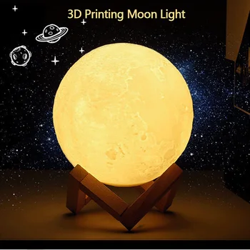2/16 Culori Lună Lampa 3D de Imprimare Ușoară Atingere a Comuta Reîncărcabilă Lumina Lunii Dormitor Lumini de Noapte Pentru copii Copii Acasă Decorare