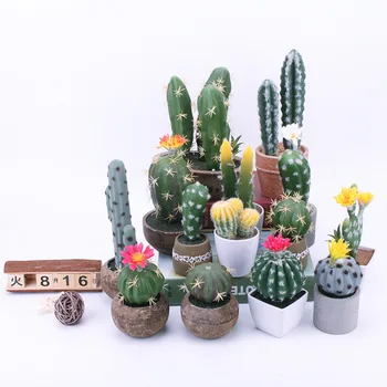 Plante artificiale Bonsai cactus Plante în Ghiveci, cu Flori de plastic Ghiveci Ornamente Pentru Decor Acasă Hotel Garden Decor(Vase)