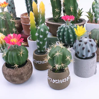Plante artificiale Bonsai cactus Plante în Ghiveci, cu Flori de plastic Ghiveci Ornamente Pentru Decor Acasă Hotel Garden Decor(Vase)
