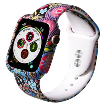 Colorat Ceas Silicon de Caz Pentru Apple Watch 6/SE/5/4 42MM 44MM Pictat Curea Silicon Pentru iwatch 3/2/1 38MM 40MM Accesorii