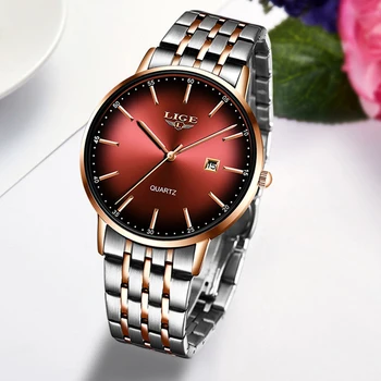 LIGE Femei de Moda Ceas de Brand de Top de Lux Doamnelor Curea de Oțel Ultra-subțire Ceas din Oțel Inoxidabil Impermeabil Cuarț Ceas Reloj Mujer
