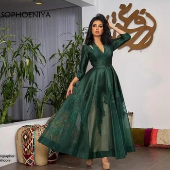 New Sosire V Gât rochie de seară 2021 Verde Dubai Caftan rochii de seara Lungi Abendkleider abiye rochii de Seara