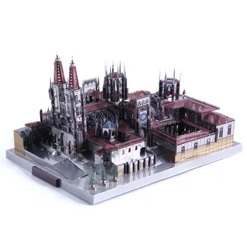 Microworld 3D metal Puzzle Catedrala Burgos Clădire Model DIY tăiere cu laser puzzle model Nano Puzzle Jucării pentru adulți Cadou