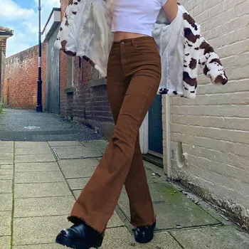 Blugi femei femeie înaltă talie Pantaloni maro Blugi pantaloni pentru Femei de Jean femei îmbrăcăminte nedefinit streetwear Femeie pantaloni e fata