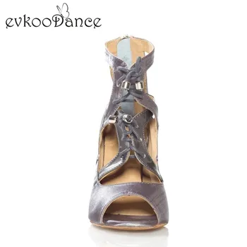 Zapatos De Baile Inaltime Toc 8,5 cm Kaki Și Argint Salsa Dimensiunea de Pantofi NOI 4-12 Confortabil Femei latină Satin Pantofi de Dans NL132