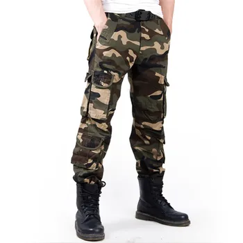 Moda de sex masculin Full Lungime Pantaloni Multi Buzunare Pantaloni de Armată Bărbați Hip Hop Mozaic de Marfă Rupt pantaloni de Trening Pantaloni Joggers
