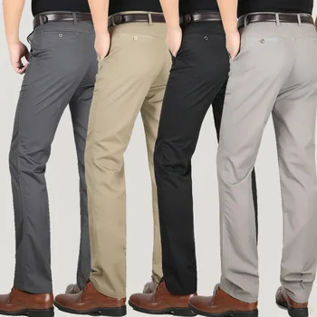 ICPANS Subțire de Vară Mens Pantaloni Casual din Bumbac Clasic de Bază Drepte Talie Mare Birou de Afaceri Pantaloni Barbati 2020 Nou Big Size 42