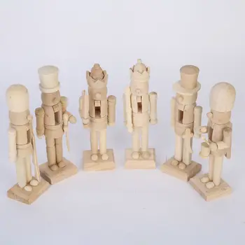 6pcs Lemn spargatorul de Nuci Papusa Decor DIY Gol Vopsea Jucărie din Lemn Nevopsit Papusa Pentru Copii DIY Soldat Figurine, Ornamente pentru Masă