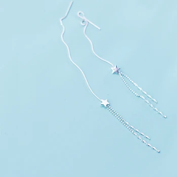 Modian Moda Ciucure Lung Stele Picătură Cercei Charm Argint 925 Coreea Legăna Cercei Pentru Femei Grils Petrecere Bijuterii