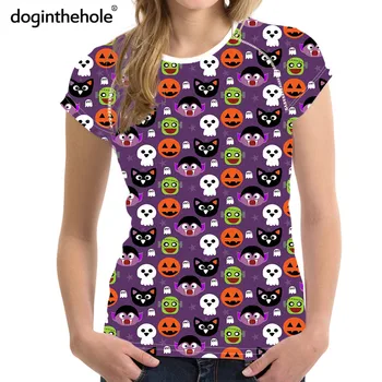 Doginthehole Femei de Moda de Funcționare Topuri 2020 Nou Amuzant de Halloween Imprimare Respirabil tricou Fete Adolescente Casual Sport Îmbrăcăminte