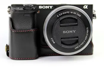 PU Piele de Fund de Sac de aparat de Fotografiat de Caz Pentru Sony A6000 A6300 A6500 aparat de Fotografiat Profesional Fashional Piele reale Jumătate caz