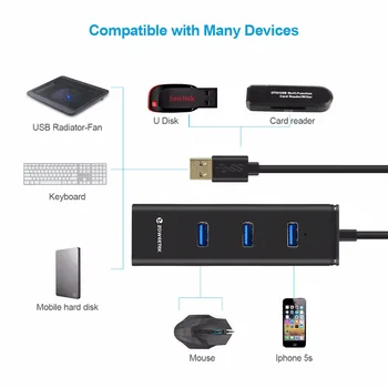 Zoweetek USB 3.0 Hub 10/100/1000 Mbps 3 Porturi RJ45 Gigabit Ethernet LAN cu Fir Adaptor Wifi Pentru Mac, Laptop, PC, Macbook Calculator