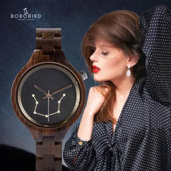 Zegarek damsk BOBO PASĂRE Constelație Model Gravat Femeie Ceasuri Personalizate Cuarț Ceas In Cutie de Hârtie de Cadou de Craciun Pentru Ea