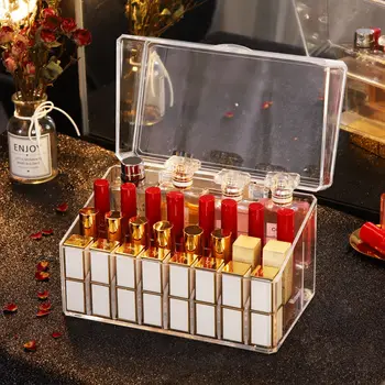 Machiaj Organizator Cutie de Depozitare cu Capac Parfum Ruj Raft de Afișare Acrilic care Transportă Containere Cosmetice Caz de Mare Capacitate