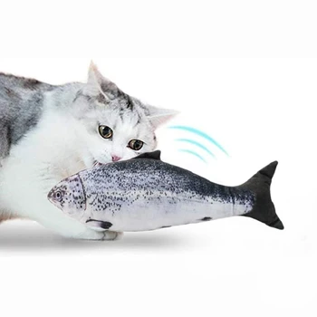 Realist Somon Jucărie Pisica Simulare Electric Papusa Pește Amuzant, Interactiv Animale de companie Mesteca Musca Consumabile pentru Pisica Kitty Kitten Pește Flop