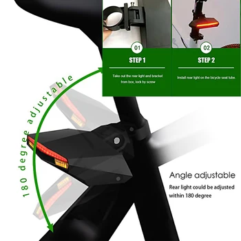 ABS Smart Spate cu Laser Biciclete Bicicleta Lumina Lampa LED USB Reîncărcabilă, fără Fir la Distanță de Cotitură Control Ciclism Bicicleta Lumina