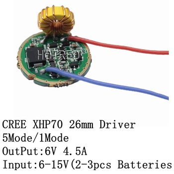 Cree XLamp XHP70 XHP70.2 6V LED Driver 26MM Intrare DC6V-15V Iesire 6V 4500mA Pentru XHP70 XHP70.2 Lanterna LED-uri Bec