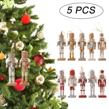 5Pcs/Set 13cm Lemn spargatorul de Nuci de Păpuși Creative Desktop Decor de Crăciun Ornamente de Desen Nuci Soldați Trupa de Păpuși