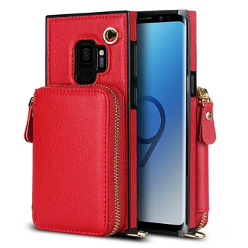 De lux Portofel din Piele Curea Cablu Crossbody Caz de Telefon Pentru Samsung Galaxy S9 S9 Plus Șnur Capac caz de Telefon
