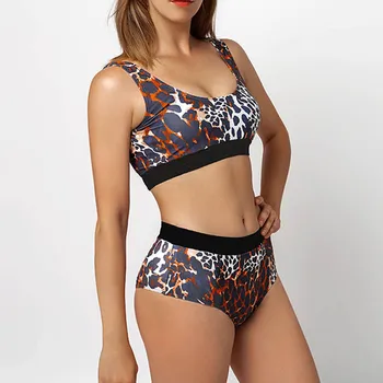 Riseado Push-Up Set De Bikini Leopard De Costume De Baie Femei Costume De Baie Cu Talie Înaltă Beachwear Curea Bikini Sexy Biquini De Vară 2021