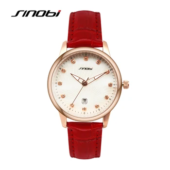 SINOBI 2020 Fierbinte de Vânzare de Moda pentru Femei Roșu de Cuarț Doamnelor din Piele Watchband de Lux Diamant Impermeabil Ceasuri reloj mujer