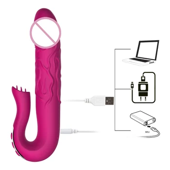 OLO Telescopic Rotație AV Stick Jucarii Sexuale pentru Femei G-spot Masaj Vibrator Vibrator Limba Lins Clitoris Stimulator Sex-Shop