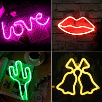LED Neon Roz Semne de Dragoste pentru Decor Perete Lumini de Neon Petrecere Acasă Bar, Pub, Hotel, Beach Lumina de Noapte Lampă de Masă cu Baterii