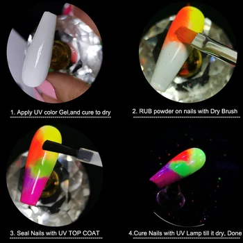 9 Culori Neon Pigment Pulbere De Unghii Sclipici Set De Fluorescență Stralucitor Ombre Decoratiuni De Unghii De Arta De Unghii Materiale Pentru Professhionals