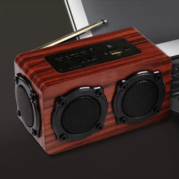 Din Lemn portabil fără Fir Bluetooth Boxe Retro Stereo Subwoofer HiFi Radio FM USB TF, AUX pentru Acasă în aer liber Desktop Speaker