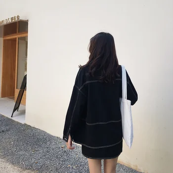 Jachete Femei Solide Single-Breasted Se Potrivesc Vrac Toată Lungimea Coreeană Stil Denim Femei Harajuku Fierbinte De Vânzare Sacou Confortabil