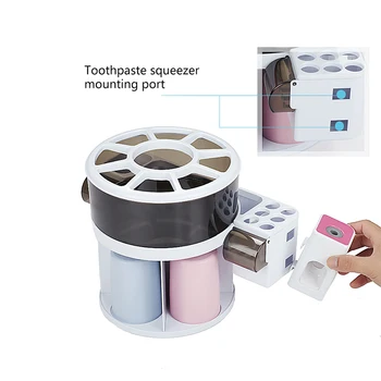 360° Rotație Titularul Periuta de dinti montat pe Perete Automat Pasta de dinti Distribuitor de Accesorii pentru Baie Set de Cosmetice de Raft de Depozitare