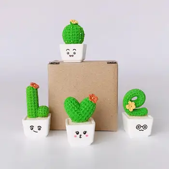 4buc Simulare Creatoare Cactus în Formă de Podoabe Decorative Bonsai Prop Ins Valentine Cadou Cactus Ornamente (Verde)