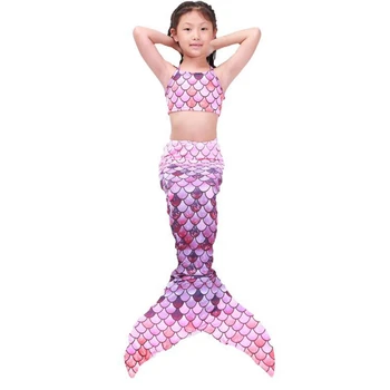 3pcs set pentru Copii Fete Coada de Sirena mă înec în Bikini Set costum de Baie Costum de baie Cosplay