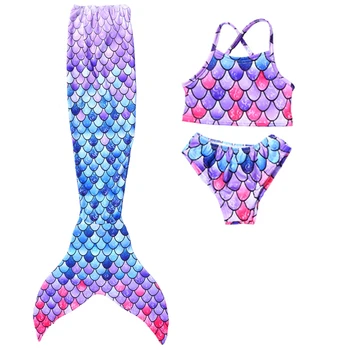3pcs set pentru Copii Fete Coada de Sirena mă înec în Bikini Set costum de Baie Costum de baie Cosplay