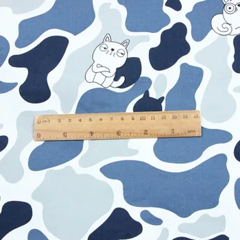 Jumătate de Metru Twill din Bumbac de Desene animate Pisica Camuflaj Imprimare Manual DIY Îmbrăcăminte Rochie Copii Cârpă T550