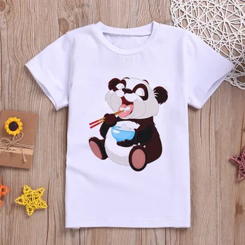 Desene Animate Fete Tricou Panda Amuzant Imprimare Tricouri Baieti Kawaii Copii Shirt Design Maneci Scurte De Vară Vogă Haine Albe De Agrement