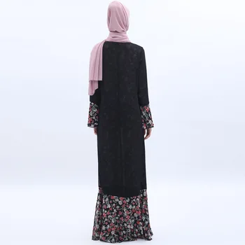 Musulman poate purta pe ambele părți fals două piese florale imprimate șifon musulman abaya Rochie de sex feminin Muzicale Halat de rugăciuni abayas wq2081