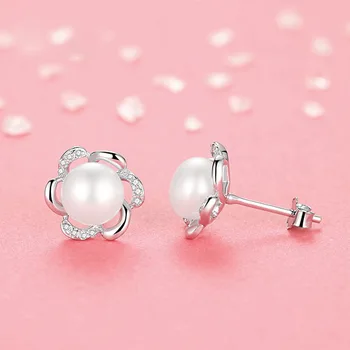 Argint 925 Culoare de apă Dulce Pearl Cercei Mingea Cercei Pentru Femei S925 AAA Zircon Cercel de Diamant Bijuterii Fine
