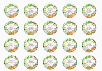 Drăguț personalizate Safari Junglă Copil de Dus Favoarea Sticker Cadou de Autocolante Autocolante Ziua de nastere pentru Copii
