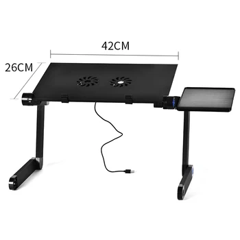 Depozit Masă Laptop Pliabil Portabil Birou Calculator Pat Stand De Laptop Tava De Birou Cu Ventilatoare De Răcire Mouse Pad